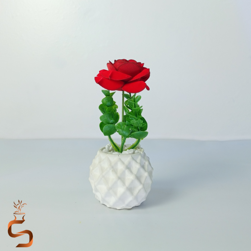 گلدان گل رز مصنوعی مخملی
