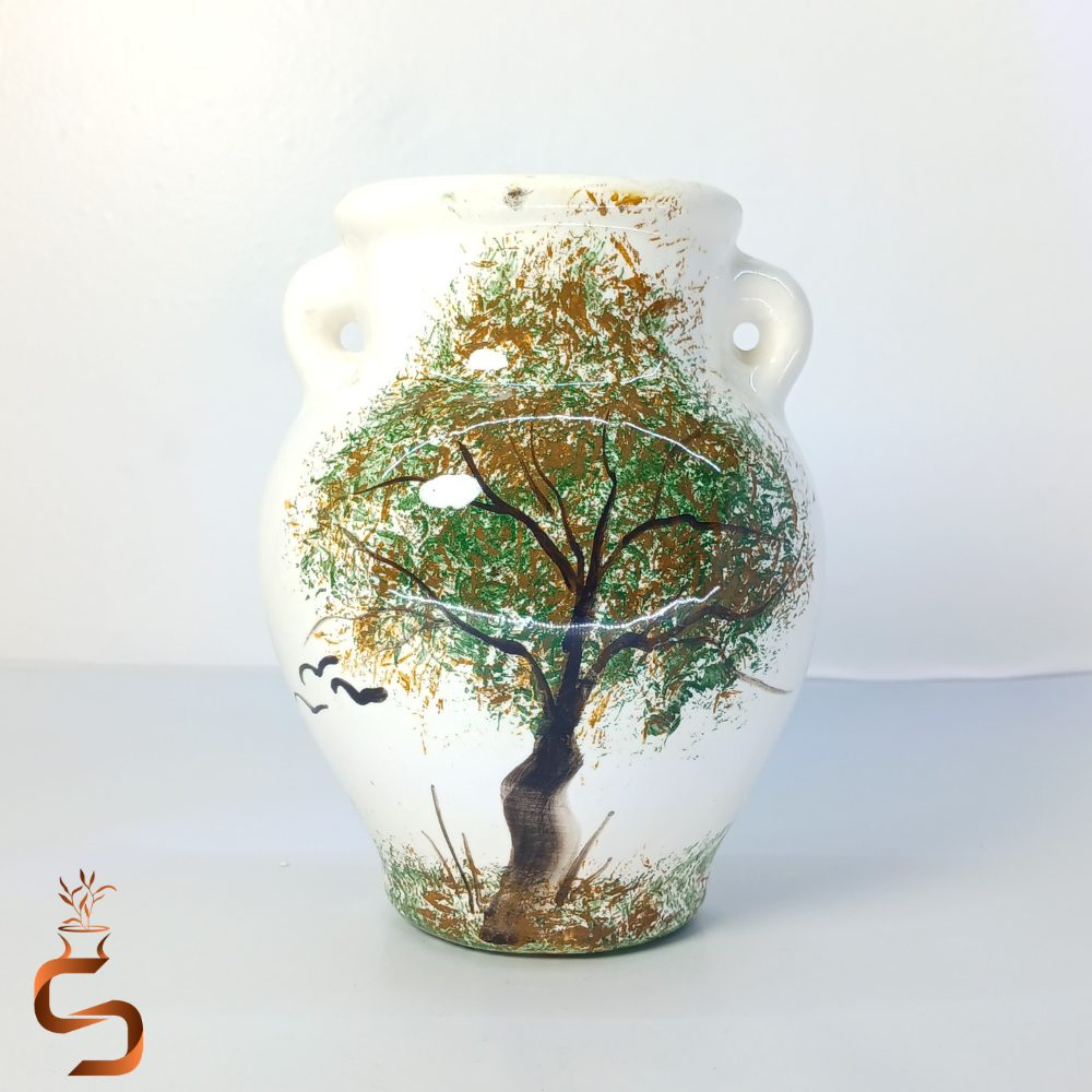 Wall hanging vase with handle, autumn tree design (2) گلدان دیوار کوب