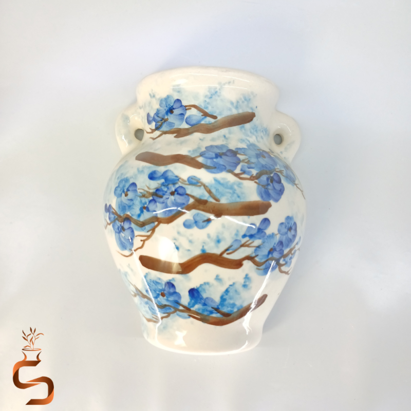 گلدان دیوارکوب سرامیکی دسته‌دار