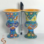 گلدان سفالی میناکاری لالجین | کاربری چندمنظوره (گلدان، جاشمعی، جامدادی) - Image 2