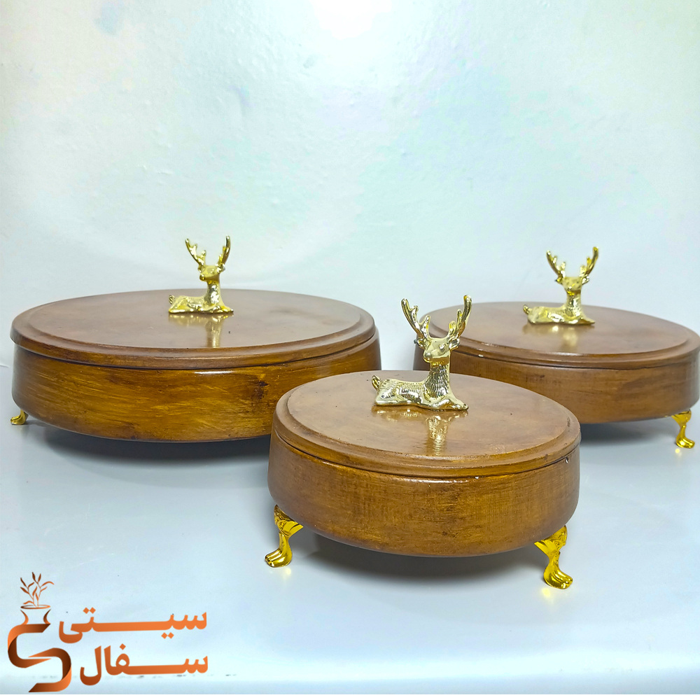 3-piece-round-artificial-stone-serving-set (9) ست پذیرایی سنگ مصنوعی رنگ چوبی پایه دار