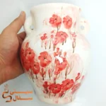 گلدان دیوارکوب سرامیکی طرح گل سرخ با ۳ جای آویز (مناسب گل خشک و پتوس) - Image 2