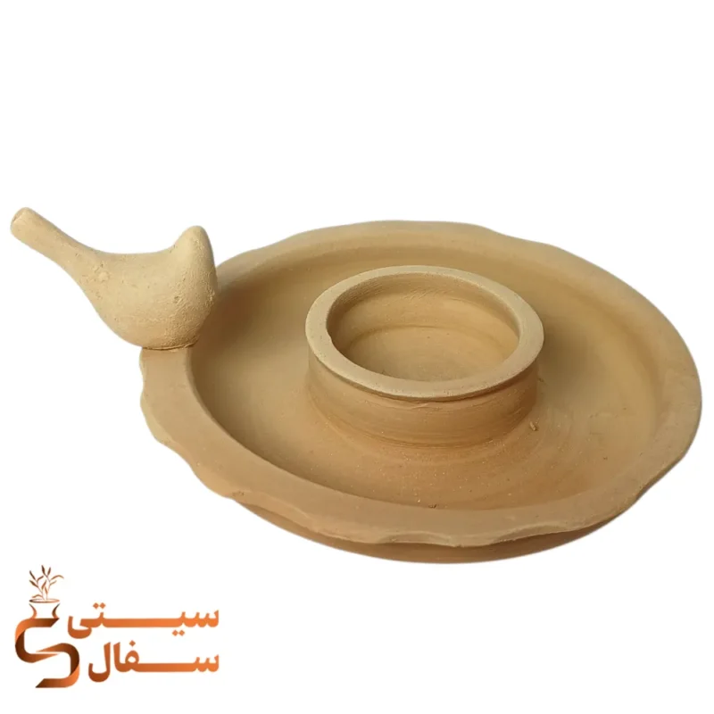 جاشمعی سفالی خام طرح پرنده و دالبری