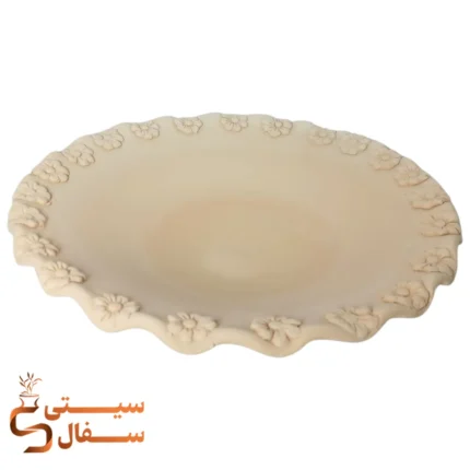 بشقاب سفالی خام گلدار