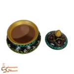 قندان سفالی میناکاری مشکی طرح گل و نقطهای مناسب پذیرایی و دکور | سیتی سفال - Image 3