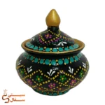 قندان نقطه کوبی مشکی با تزئینات رنگارنگ