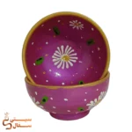 پیاله سفالی نقطه کوبی سرخابی لالجین با عمق ۴ سانتی متری مناسب ماست و ترشی