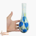 گلدان تک شاخه آبی سرامیکی مدل آوا (ارتفاع ۳۰ سانتی‌متر) - Image 4