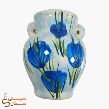 گلدان دیوارکوب کوزه‌ای آبی