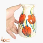 گلدان رومیزی نارنجی متوسط ۱۹ سانتی‌متری سرامیک دو بار پخت