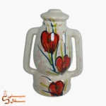 فانوس سرامیکی قرمز دکوری با نقش گل (ارتفاع ۲۰ سانتیمتر) - Image 6