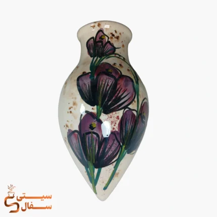 گلدان دیوارکوب قطره‌ای بنفش مدل شبنم سرامیکی